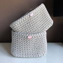 Ręcznie robiony Koszyk ze sznurka bawełnianego dno 25x25, wysokość 15 cm