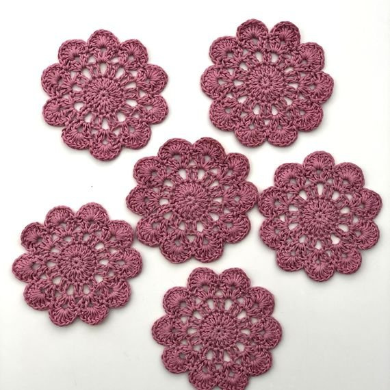 Urocze podkładki z bawełny - komplet 6 sztuk Róż pudrowy