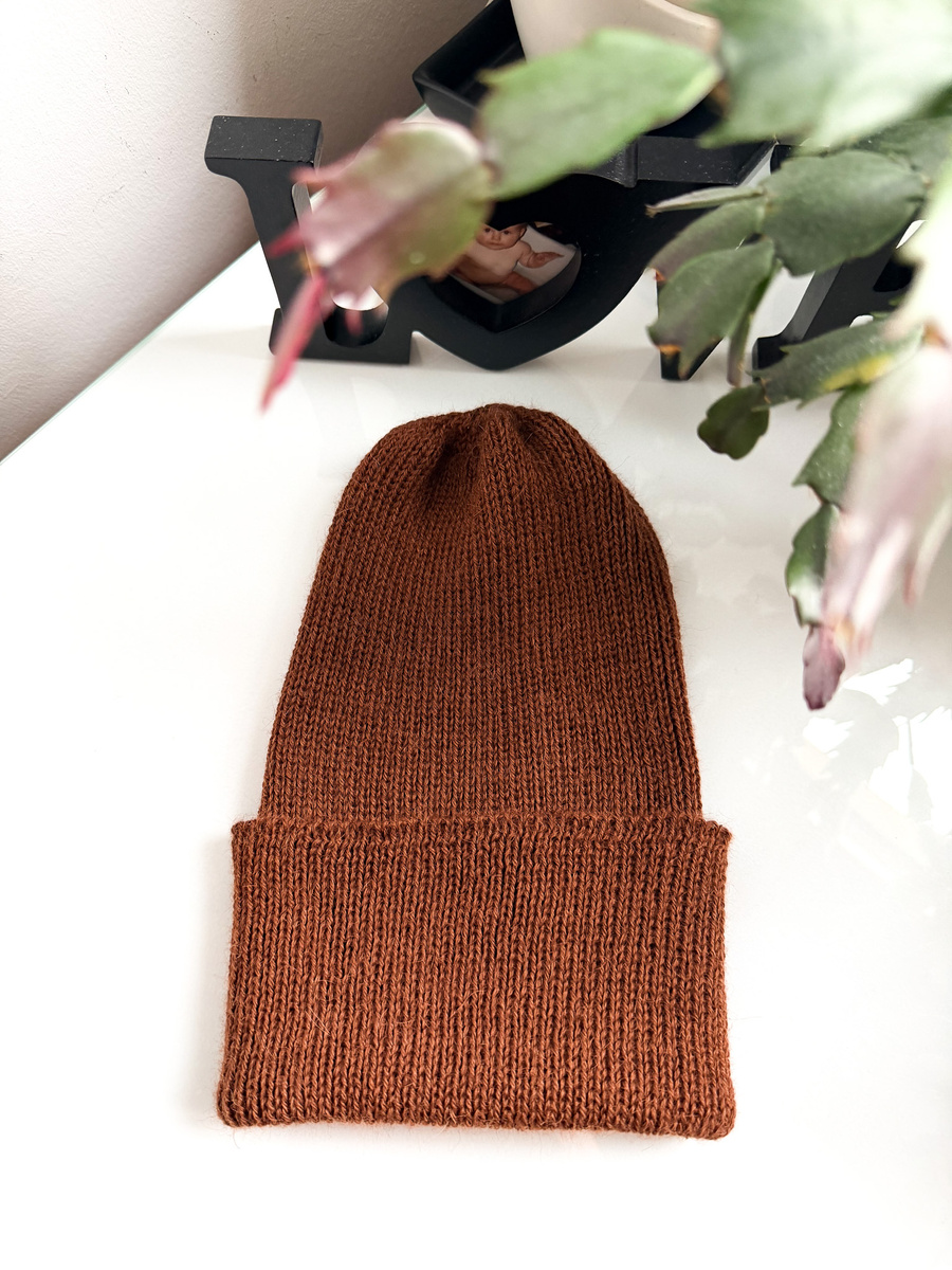 Czapka wywijana HELEN 100% Alpaka 9041 miedziany brąz