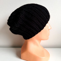 Ręcznie robiona czapka damska JANKA 100% Wełna owcza 02 Czarny