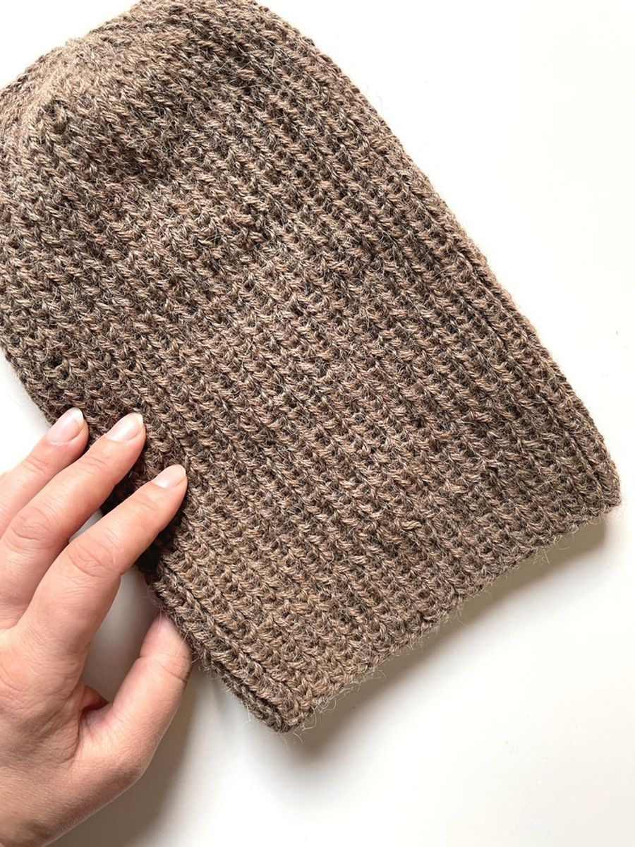 Czapka robiona na drutach KIARA 100% Alpaka 607 Brąz