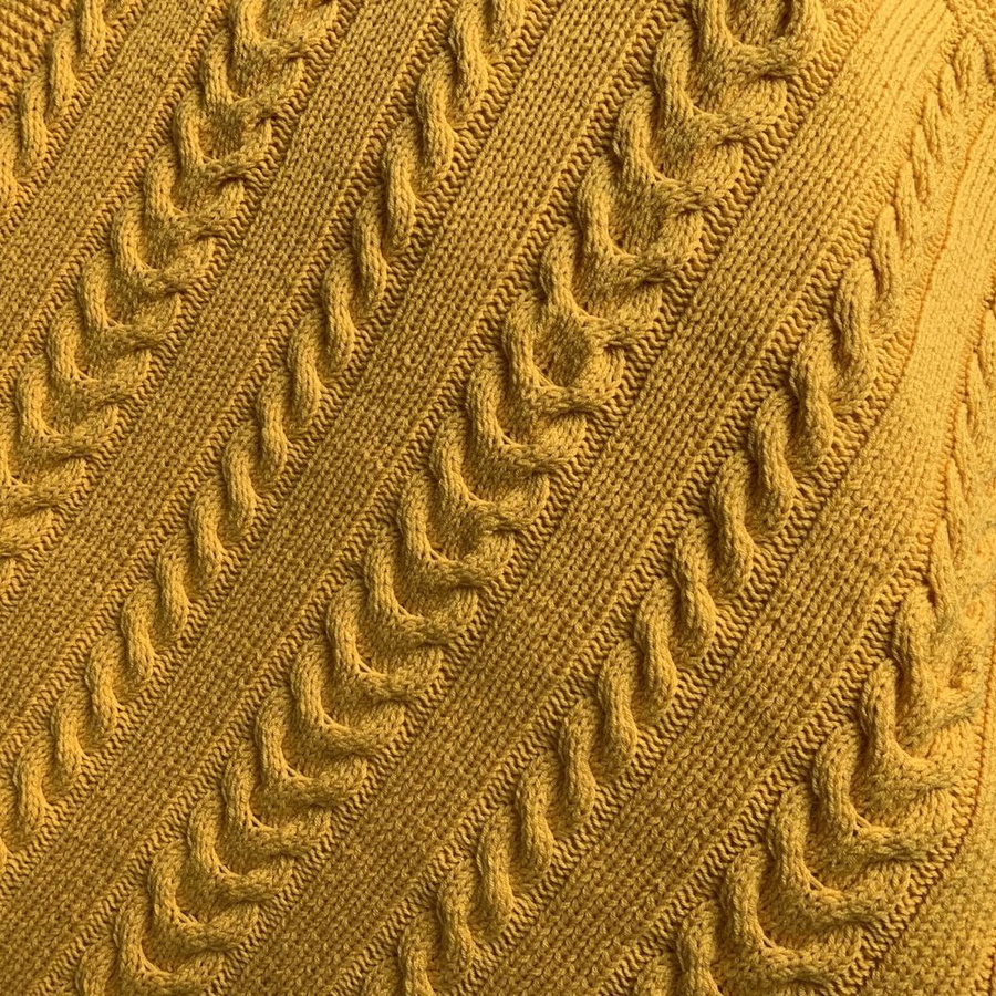 Ręcznie robiony Koc, gruby pled, narzuta, żółty 120x160 cm