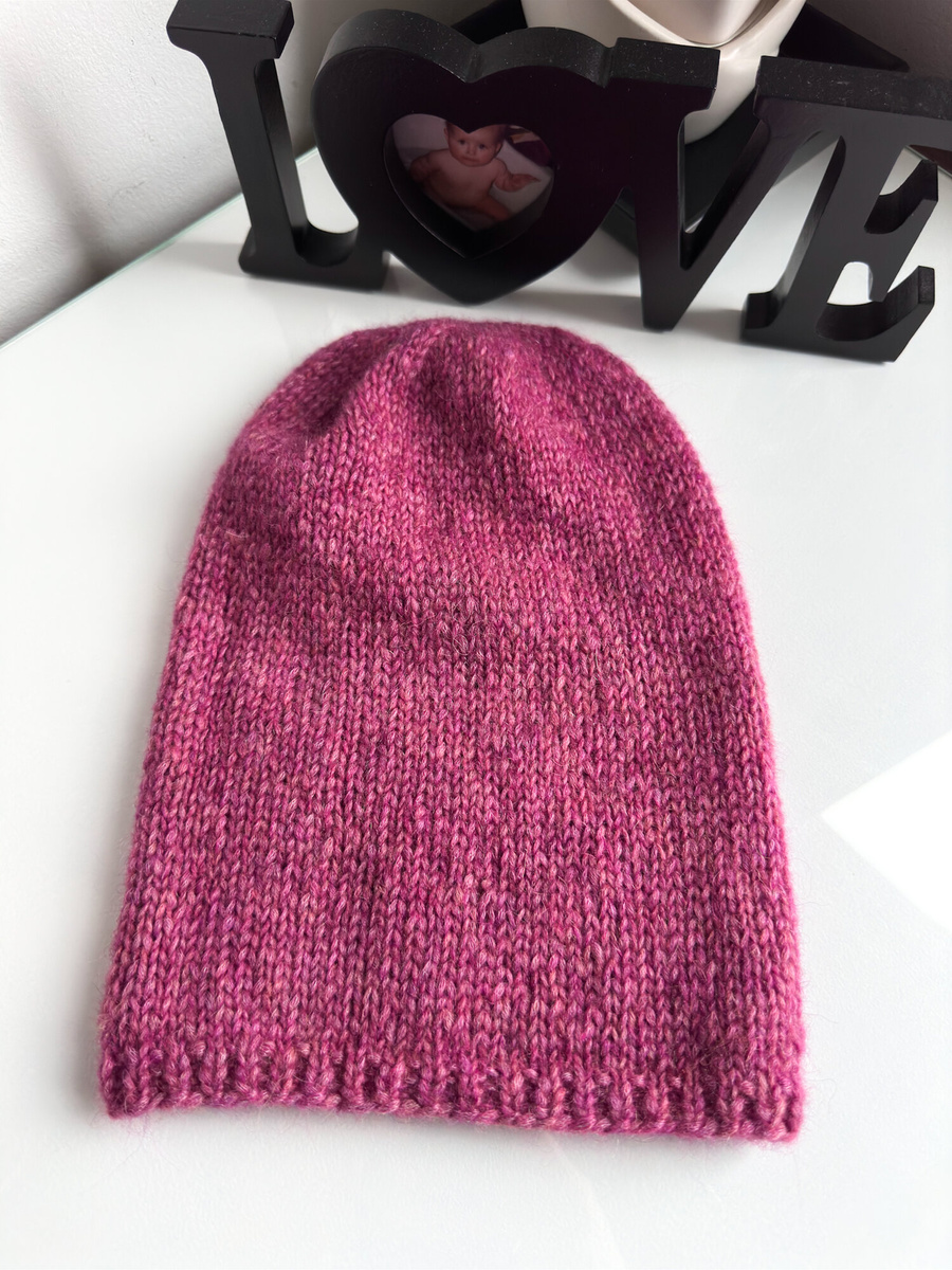 Ręcznie robiona czapka CHMURKA Alpaka 14 Wrzos