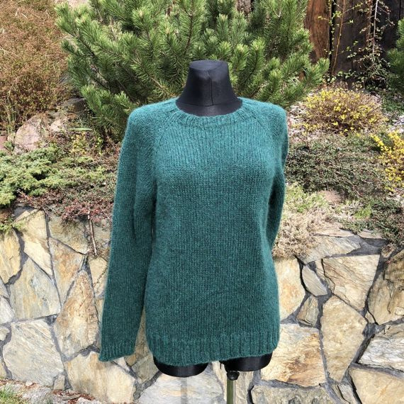 Ręcznie robiony Sweter AIR zielony leśny 19 handmade