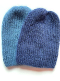 Handgemachte Damenmütze AUREA 100% Baby Merino plus Mohair und Seide 42/27 Petrol
