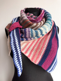 Asymetryczna chusta wykonana ręcznie, 100% Baby Merino Wielokolorowa