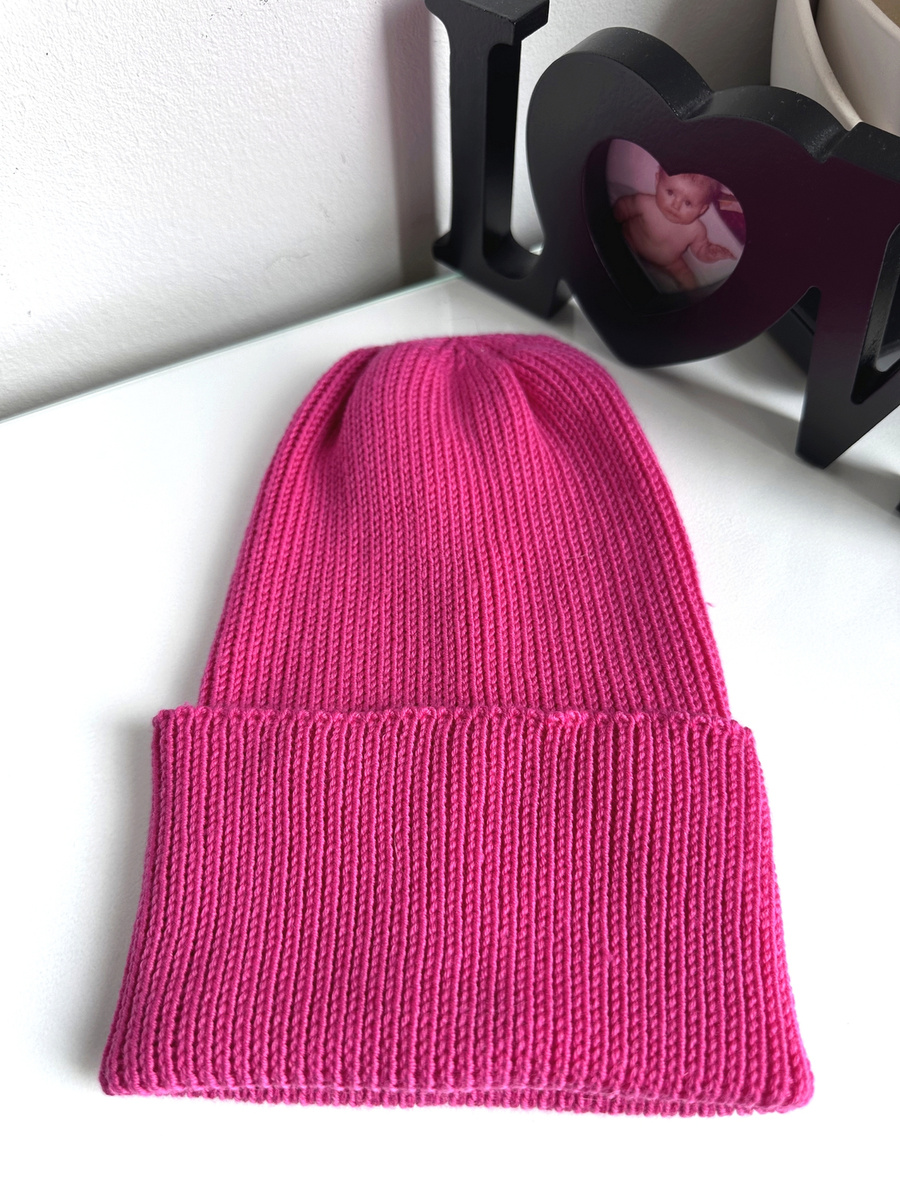 Czapka wywijana Ściągacz 100% Baby Merino Ciemny Fiolet