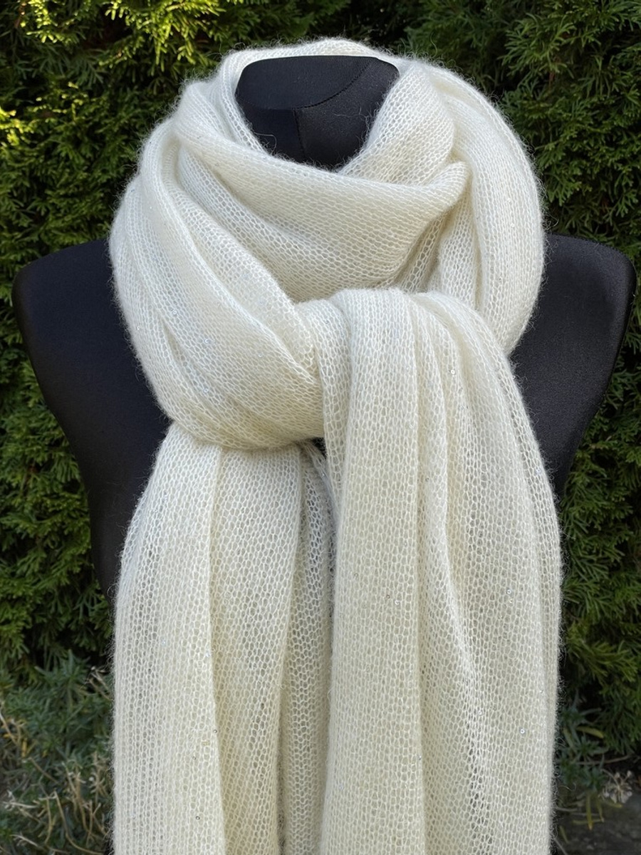 Delikatny i zwiewny szal moher z merynosem Ciemny Róż Pudrowy 60 x 180 cm