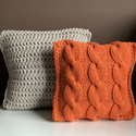Poduszka ze sznurka bawełnianego Warkocze 350 pomarańczowa 40x40 cm