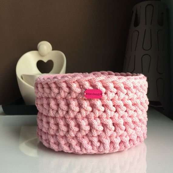 Koszyk ze sznurka bawełnianego bordowy 16x10 cm