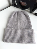 Wywijana czapka kaszmirowa MAREN 100% kaszmir 714 Scarlatta
