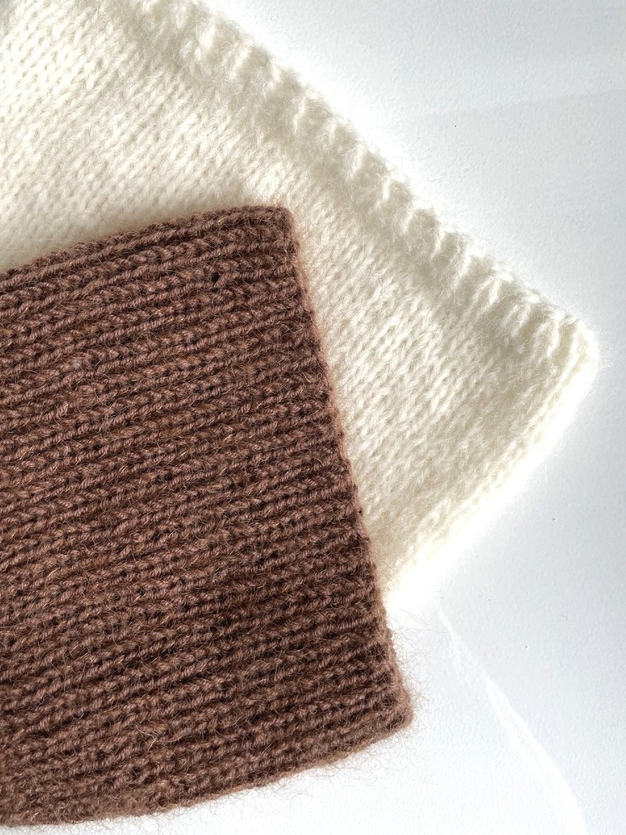 Handgemachte Damenmütze AUREA 100% Baby Merino plus Mohair und Seide 52/35 Milchschokolade