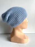 Handmade women's hat AUREA 100% baby merino plus mohair and silk 24/06 Light blue
