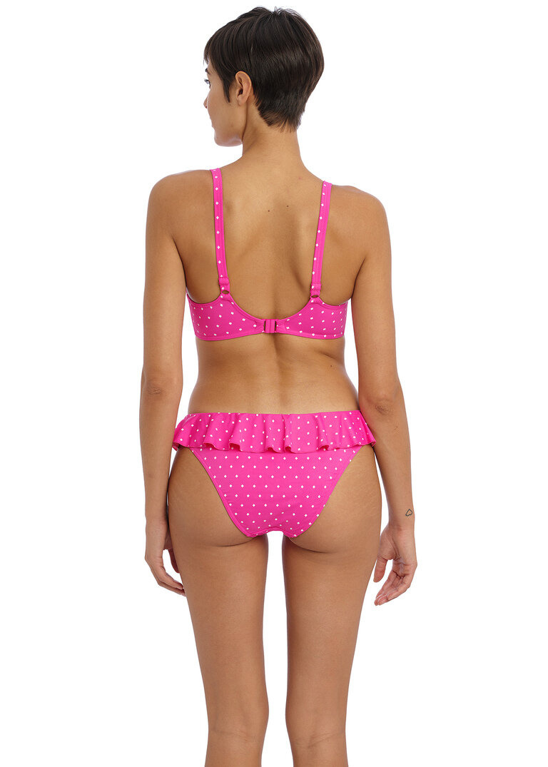 KOMPLET - Biustonosz kąpielowy Freya JEWEL COVE AS7231RAY Uw Sweetheart Bikini Top Raspberry (30DD) + majtki klasyczne S