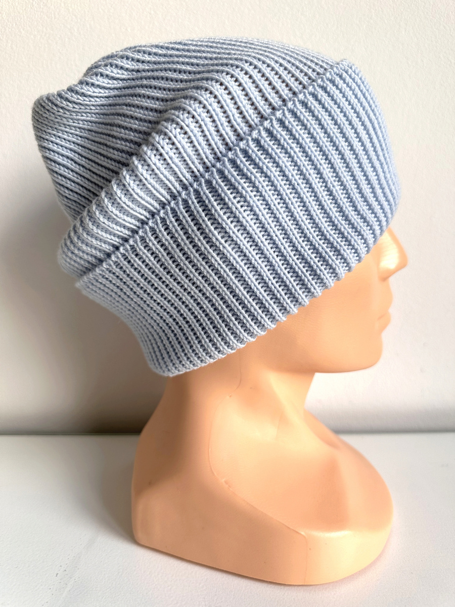 VARELLA – czapka z wełny merino 53 Rosa wywijana Handmade