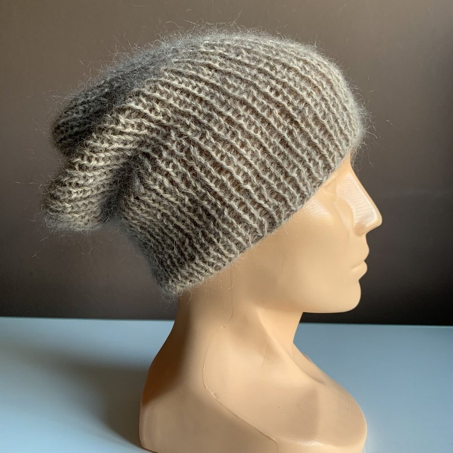 Ręcznie robiona Czapka MARI 100% Alpaka plus nitka moher z jedwabiem 2020/20 beż 