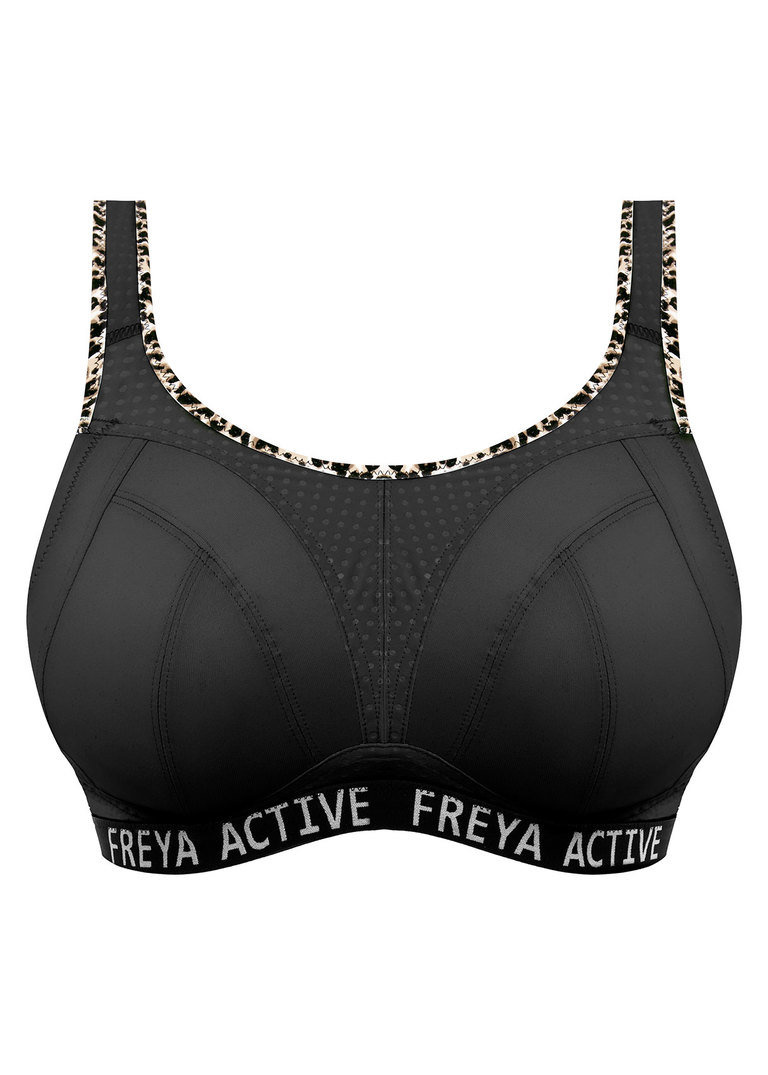Bezfiszbinowy biustonosz sportowy Freya Active DYNAMIC AC4014PUK Non Wired Sports Bra Pure Leopard Black