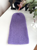 Handmade Czapka damska AUREA 100% Baby Merino plus moher i jedwab 14/11 Fioletowy