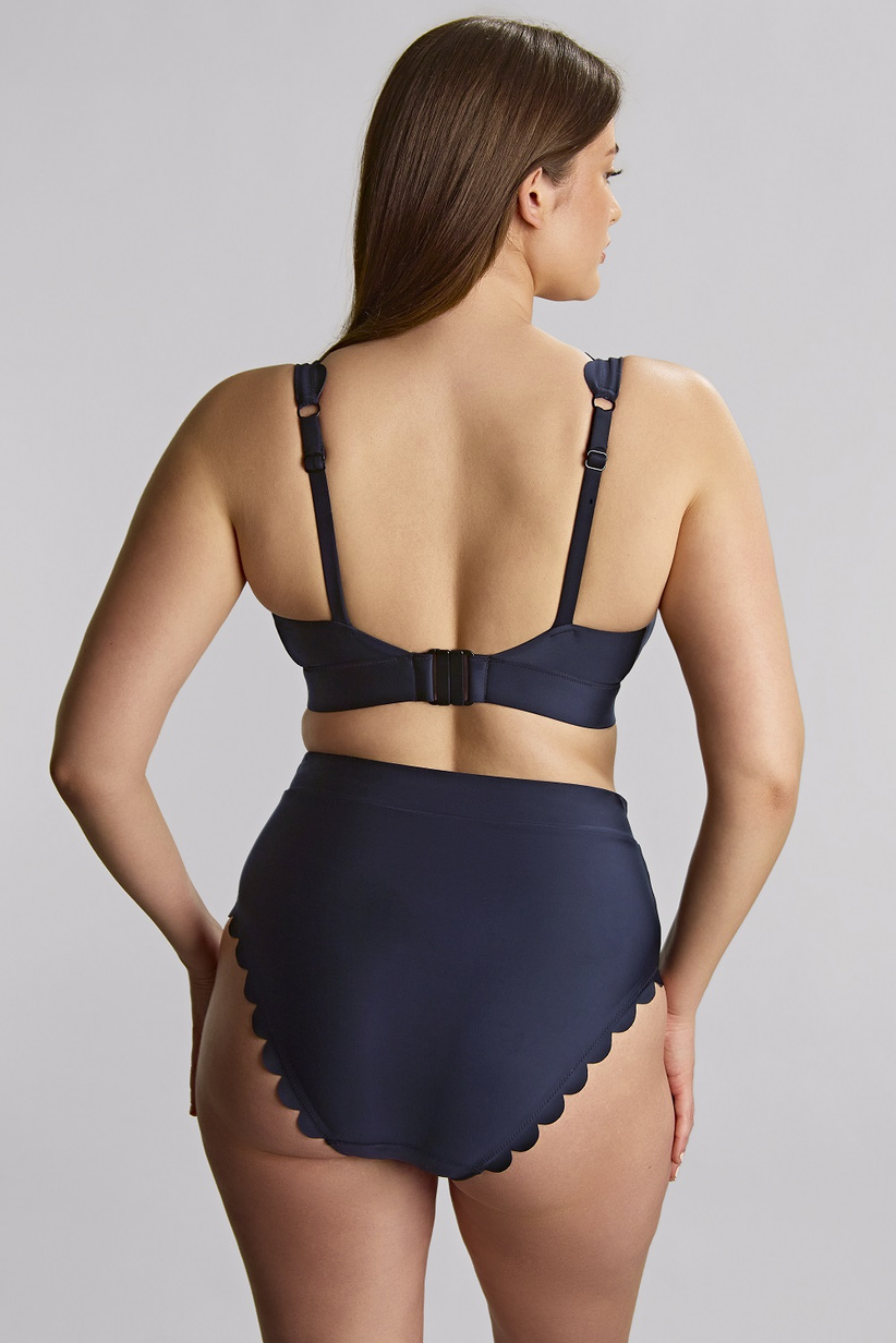 Wysokie figi kąpielowe Panache Swim SIGNATURE SCALLOP SW1755A High Waist Bikini Bottoms Signature Ink Blue