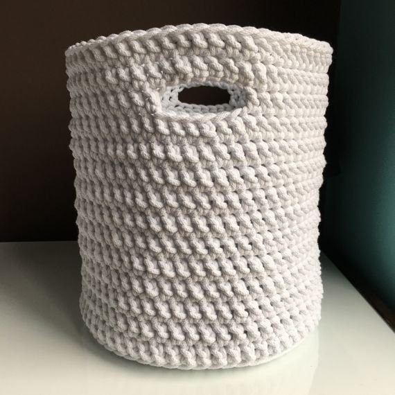 Kosz ze sznurka bawełnianego XL biały 000 30x34 cm