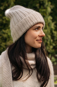 Ręcznie robiona czapka beanie MIRA 100% Merino plus moher i jedwab 13 dżins