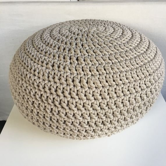 Pufa, puf ze sznurka bawełnianego beż 30x50 cm