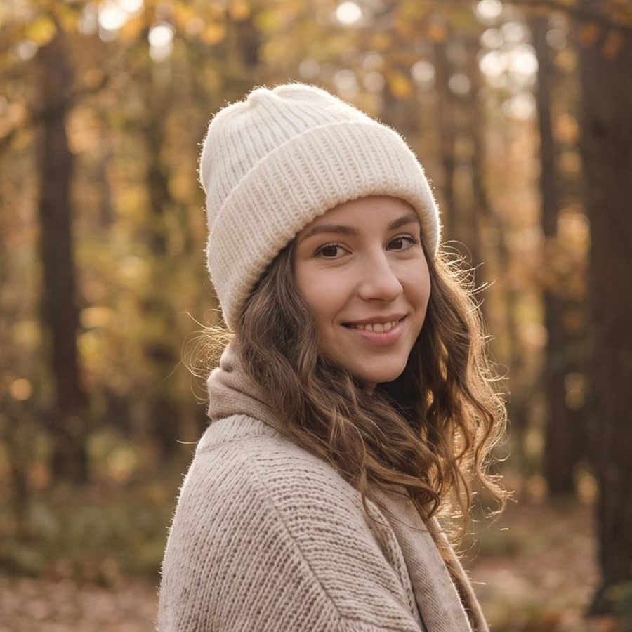 Nitkowe Love - Beanie kaszmirowa z jedwabiem ELARA 501/117 Neve (ecru)