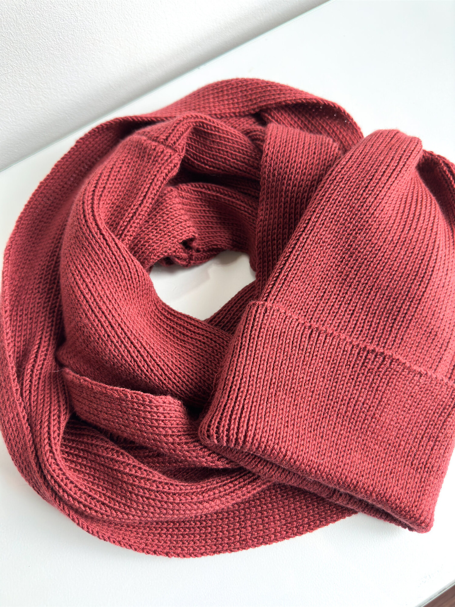 Wełniany komin zawijany 100% Baby Merino 51 Bordowy