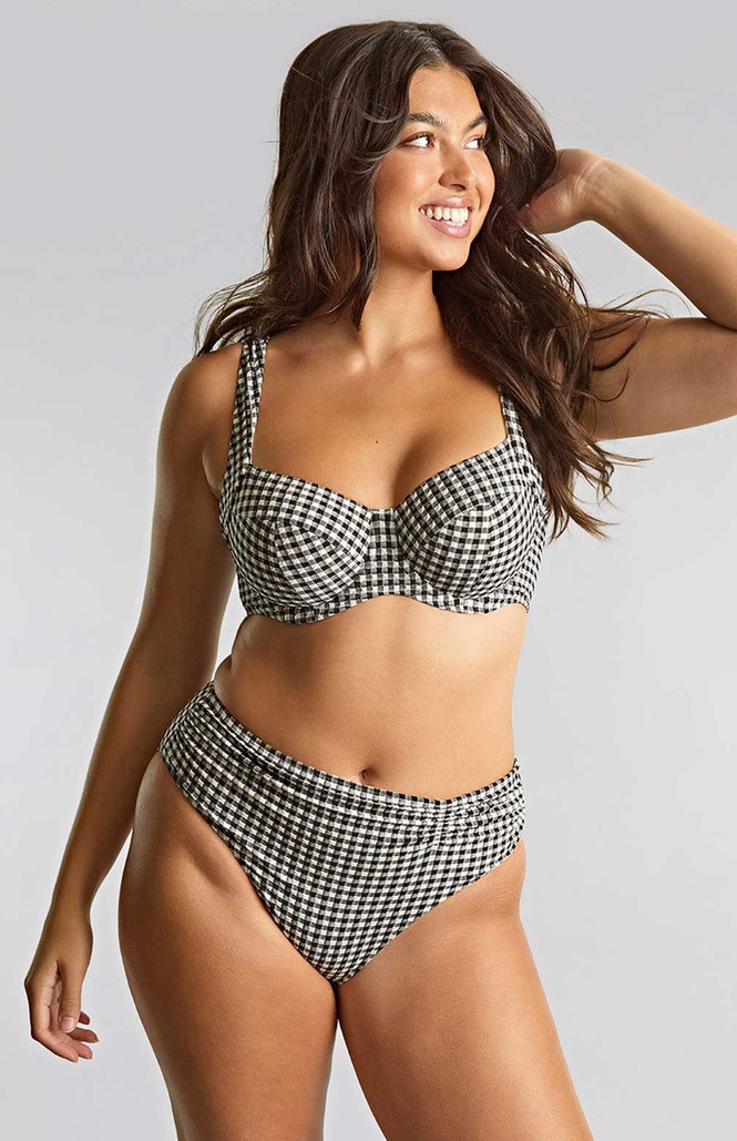 Biustonosz kąpielowy Panache Swim GINGHAM SW1722 Olivia Full Cup Bikini Top Black Gingham