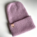  Ręcznie robiona czapka beanie AUREA 100% Baby Merino plus moher i jedwab 26/03 Jasny Stary Róż