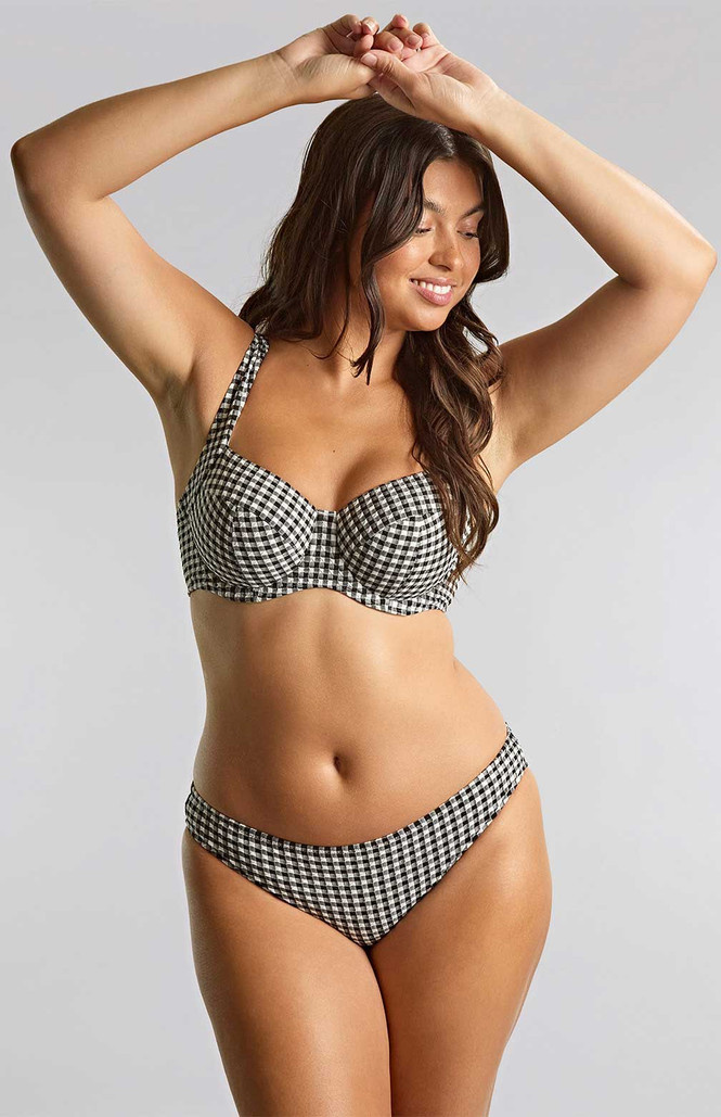 Figi kąpielowe Panache Swim BLACK GINGHAM SW1726D Classic Bikini Bottoms Black Gingham