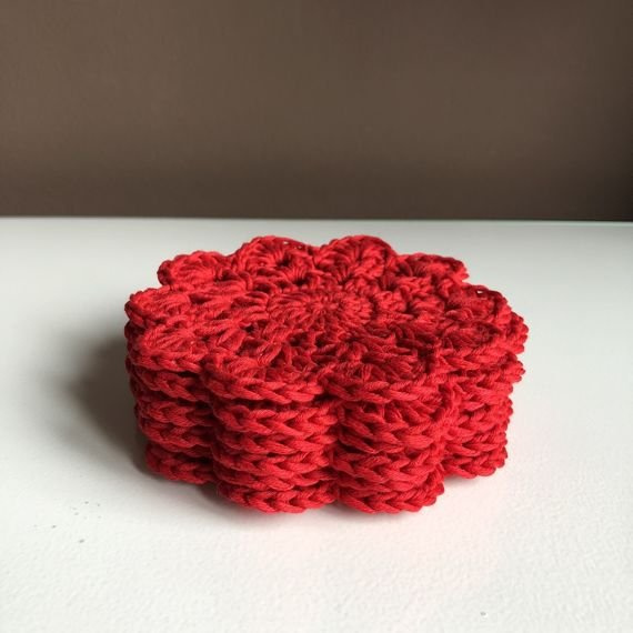 Urocze podkładki z bawełny - komplet 6 sztuk Czerwony