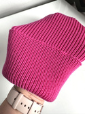 Czapka wywijana Ściągacz 100% Baby Merino Ciemny Fiolet