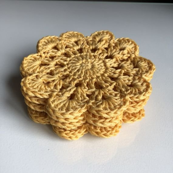 Urocze podkładki z bawełny - komplet 6 sztuk Żółty