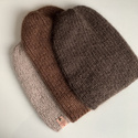 Ręcznie robiona czapka beanie AUREA 100% Baby Merino plus moher i jedwab 52/35 czekolada