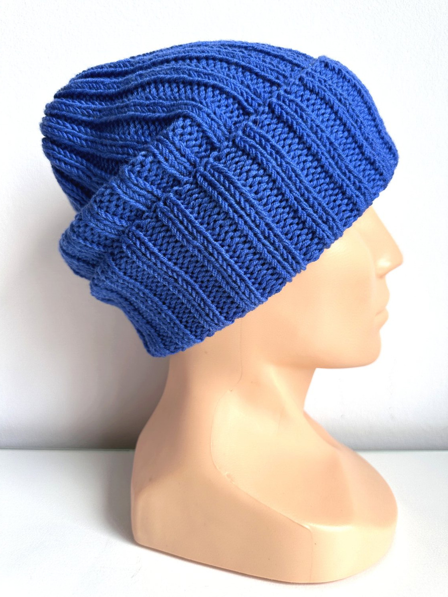 Wywijana czapka merino HELLI 100% Baby Merino 33 Jaskrawoniebieski