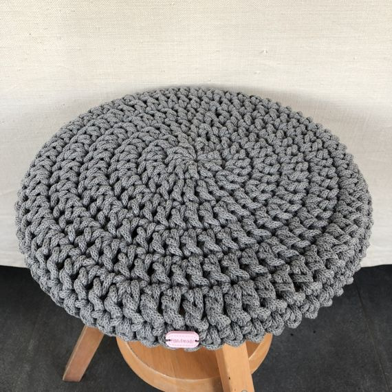 Pokrowiec na taboret okrągły 36 cm średni szary