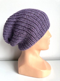 Czapka robiona na drutach KIARA 100% Alpaka 4434 Ametyst