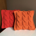 Poduszka ze sznurka bawełnianego Warkocze 350 pomarańczowa 40x40 cm