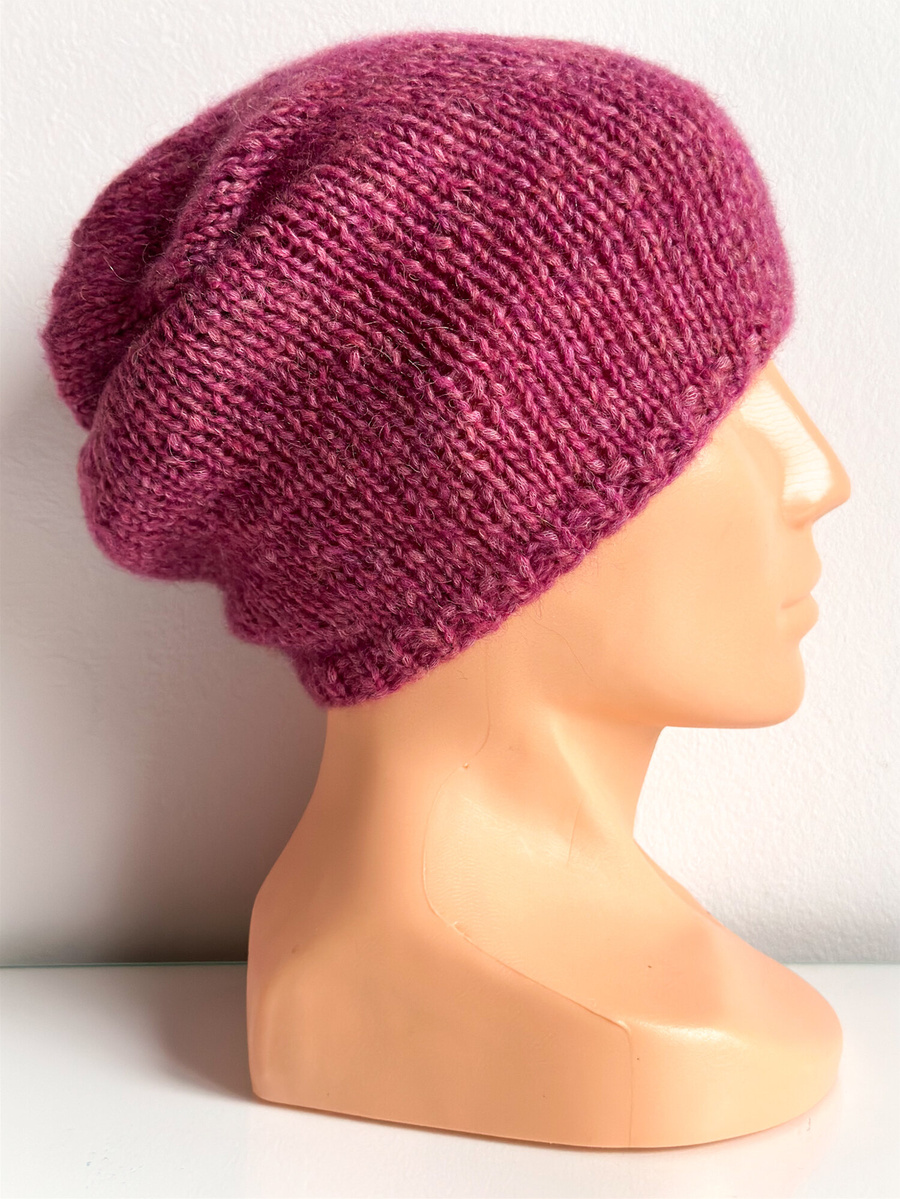 Ręcznie robiona czapka CHMURKA Alpaka 14 Wrzos