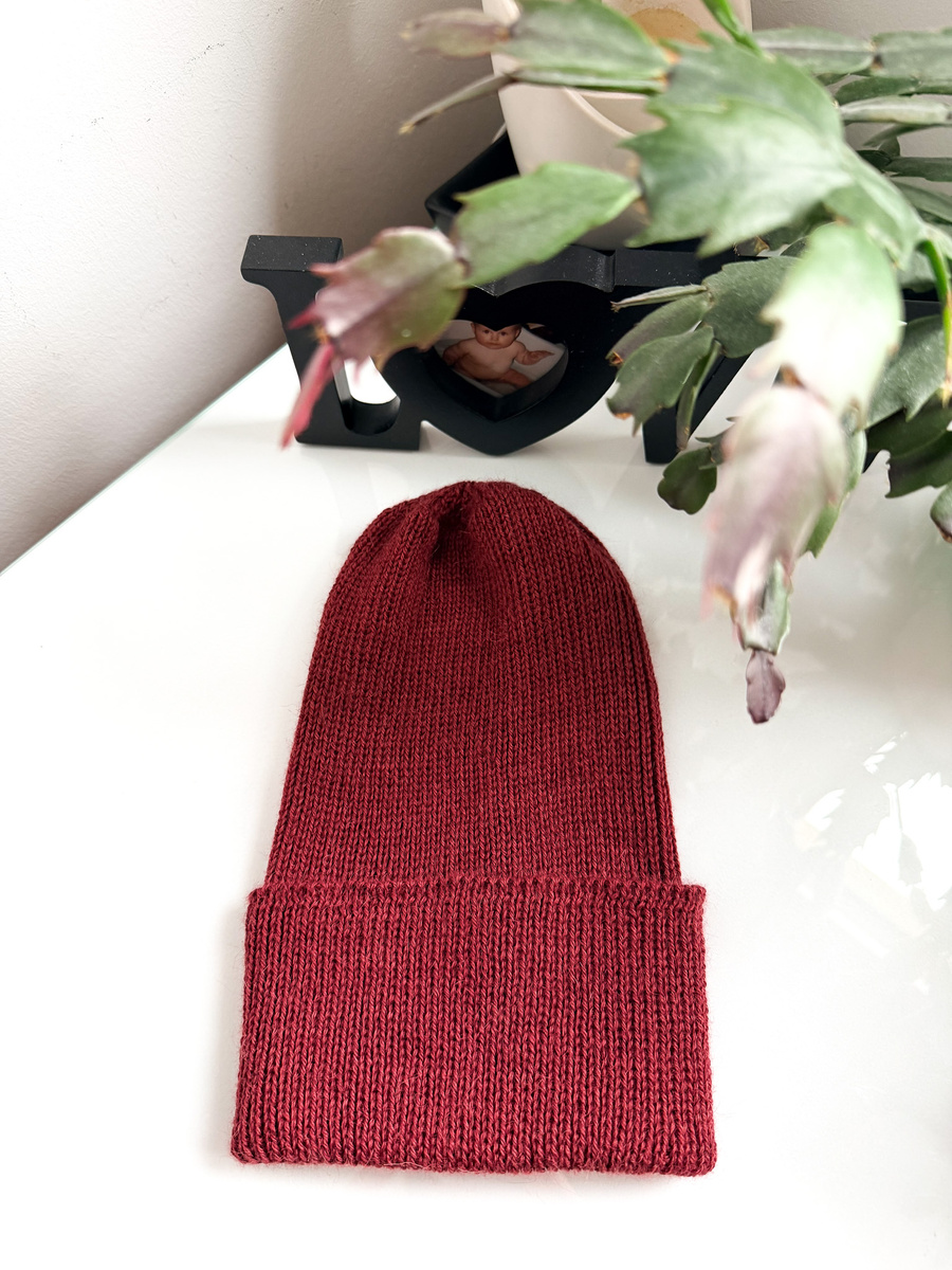 Czapka wywijana HELEN 100% Alpaka 9040 ostrokrzew