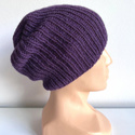 Czapka robiona na drutach KIARA 100% Alpaka 4400 Ciemnofioletowy