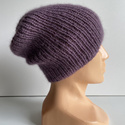 Handmade women's hat AUREA 100% Baby Merino plus mohair and silk 40/05 Amethyst