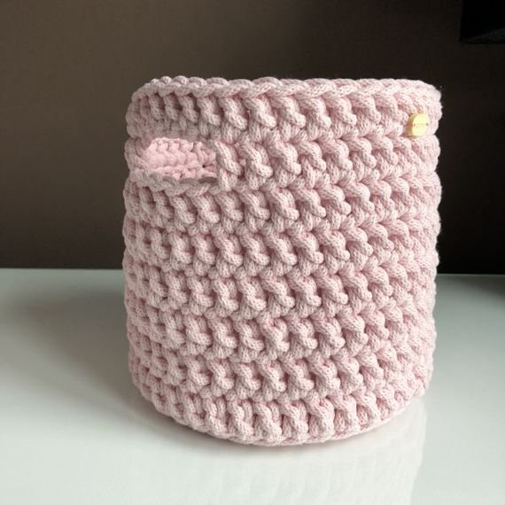 Kosz ze sznurka bawełnianego jasny różowy 300 20x20 cm