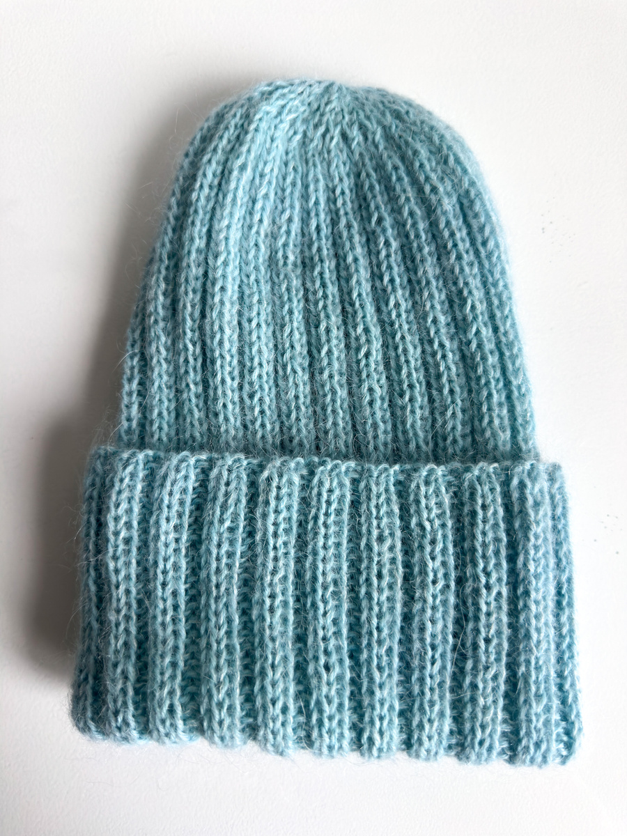 Ręcznie robiona Czapka wywijana MARGARET 100% Alpaka + nitka moher i jedwab 2917/58 Turkusowy