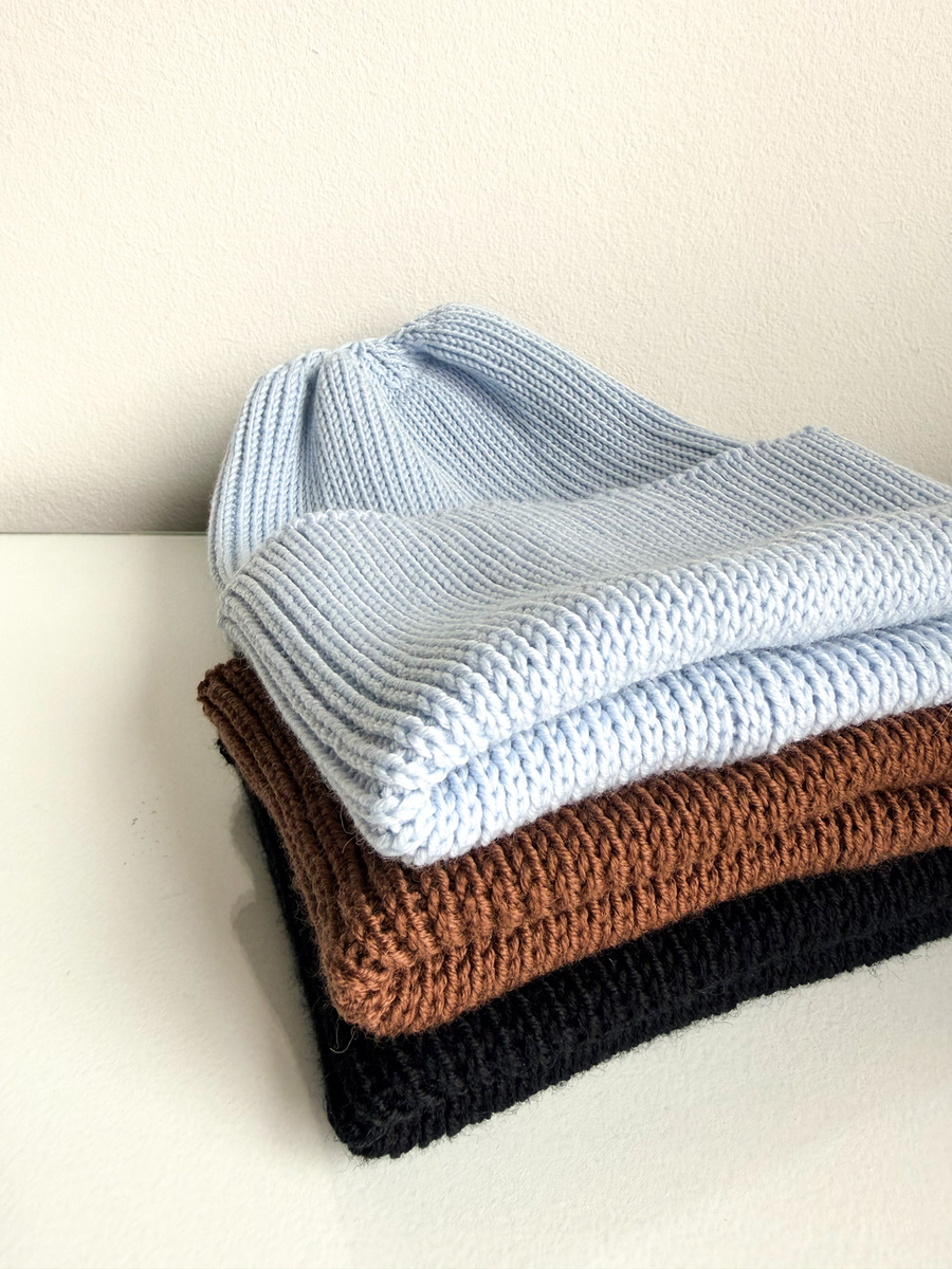 VARELLA Turn-Up Merino Wool Beanie 53 Rosa Handmade