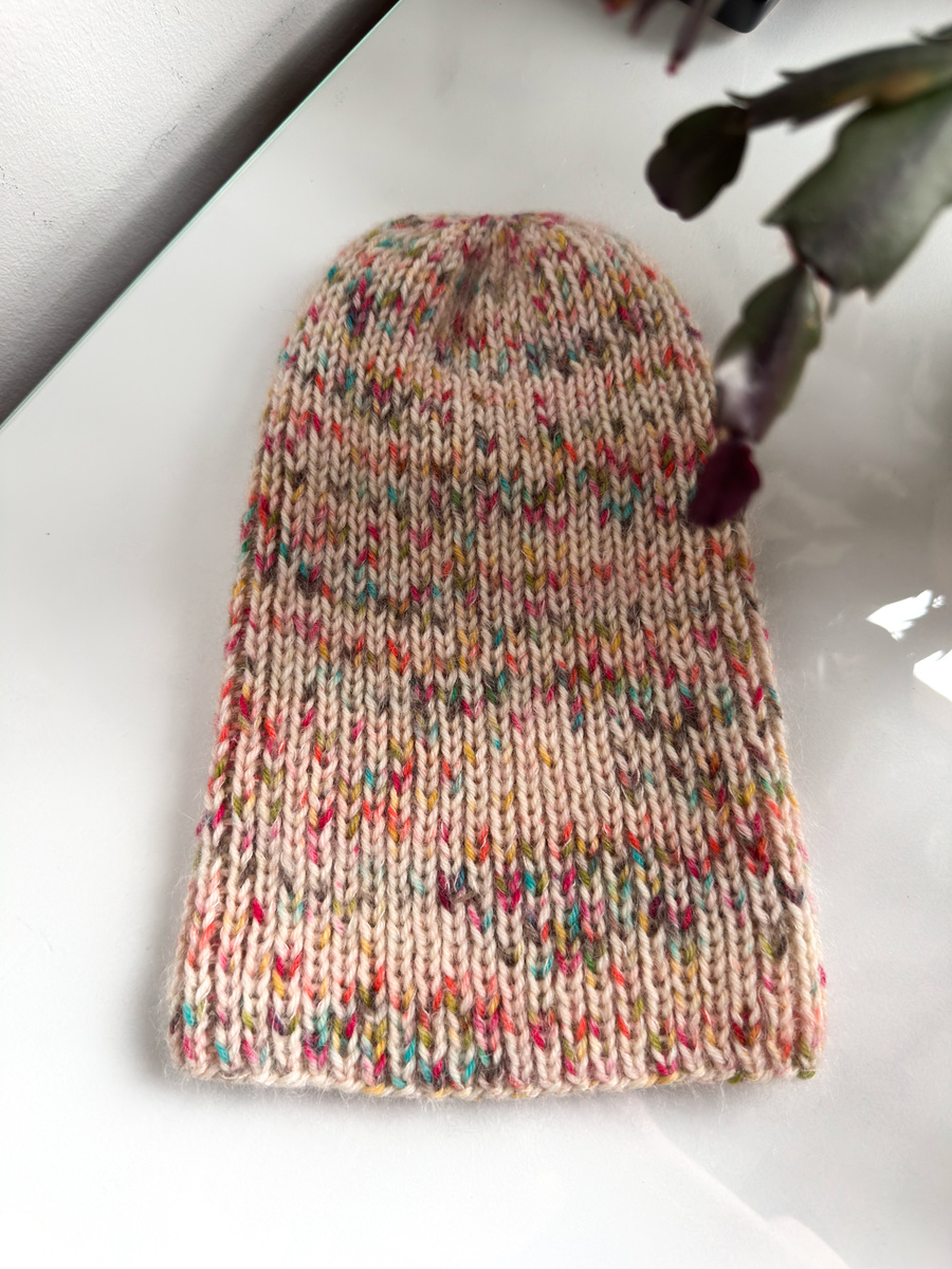 Handmade Czapka damska AUREA Print Merynos plus moher i jedwab 27/56 Zimowy karnawał