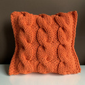 Poduszka ze sznurka bawełnianego Warkocze 350 pomarańczowa 40x40 cm