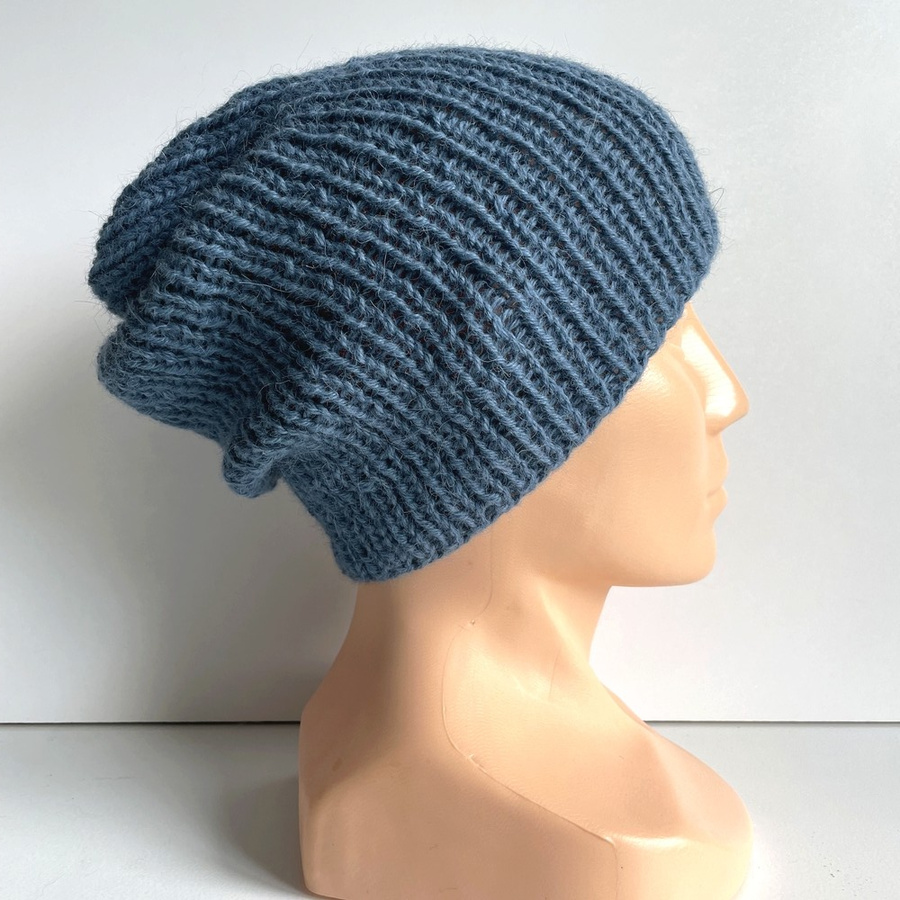 KIARA Beanie 100% Alpaca 6309 średni niebieski petrol