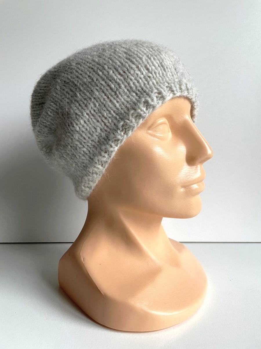 Ciepła czapka ręcznie robiona CHMURKA Alpaka 03 Perłowy Szary
